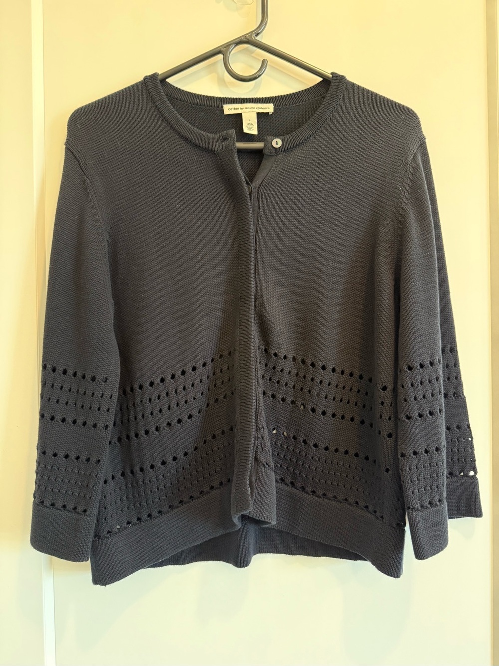 Cotton by Autumn Cashmere Black Eyelet Knit Cardigan